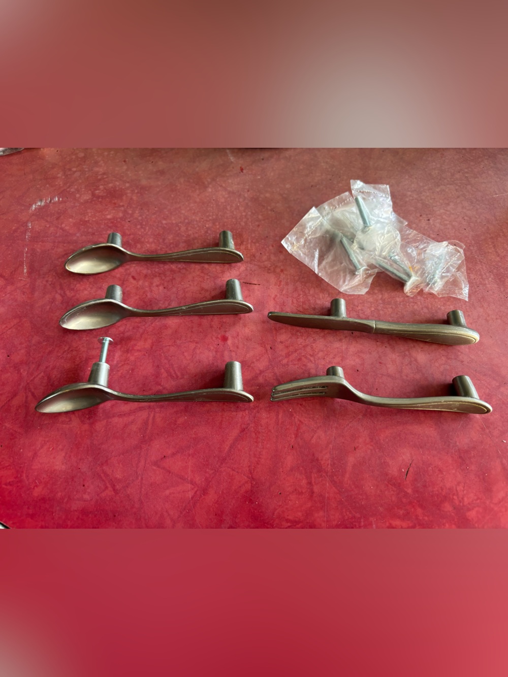 Set of 5 cutlery drawer pulls